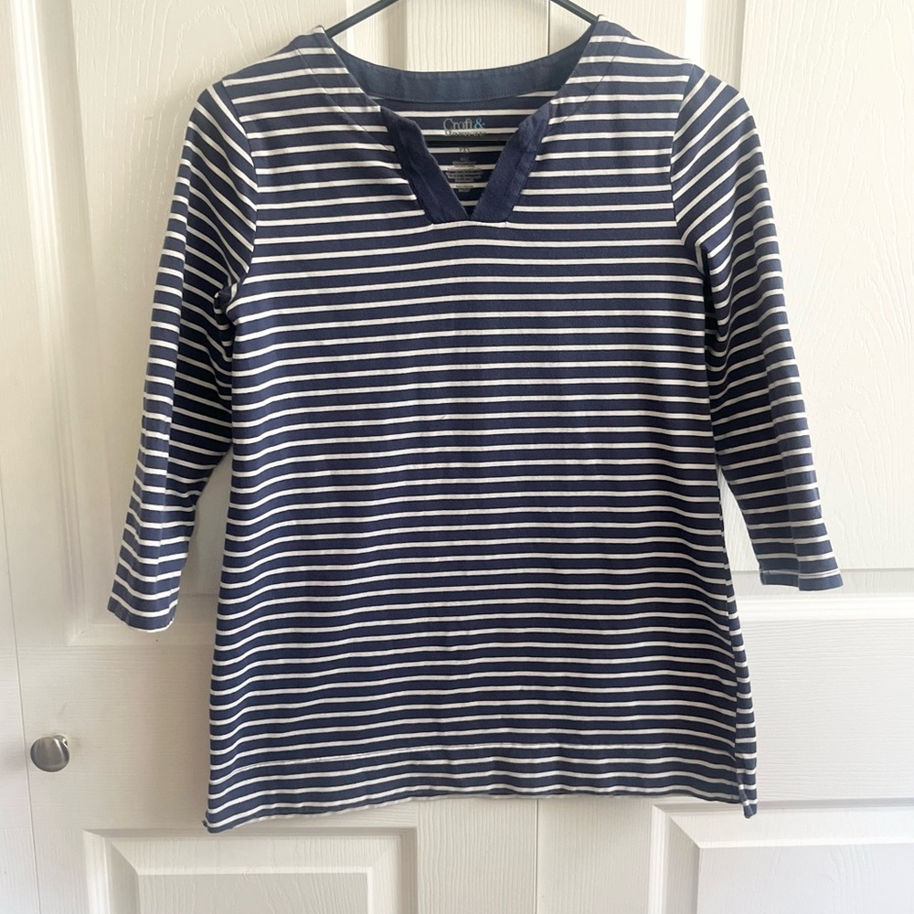 5 for $25! Croft & Barrow Blue and White Stripe Blouse XS